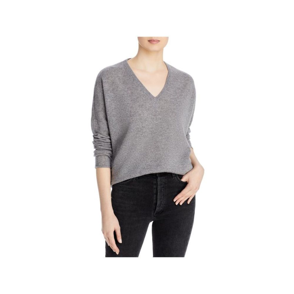 Designer Brand Womens Gray Cashmere Pull Over Style Long Sleeve Top XL
